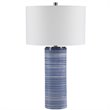 Uttermost Montauk Ceramic and Steel Striped Table Lamp in White and Indigo