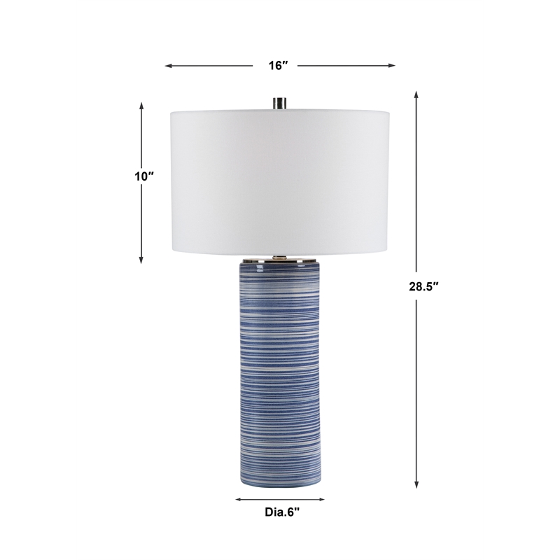 Uttermost Montauk Ceramic and Steel Striped Table Lamp in White and Indigo