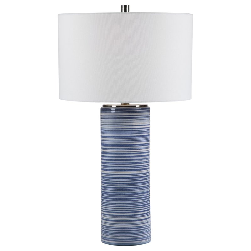 Uttermost Montauk Ceramic and Steel Striped Table Lamp in White and Indigo
