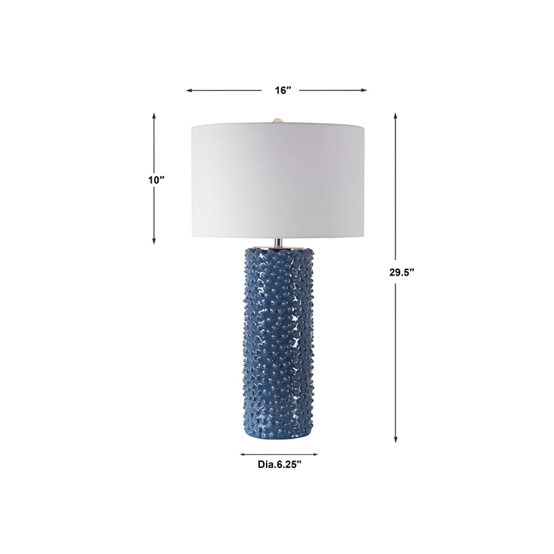 Uttermost Ciji Coastal Ceramic and Fabric Table Lamp in Deep Indigo Blue