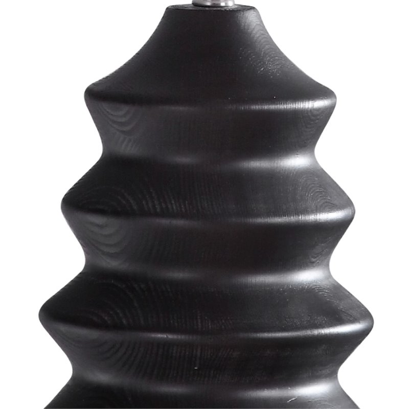 Uttermost Mendocino Modern Wood Steel and Fabric Table Lamp in Rustic Black