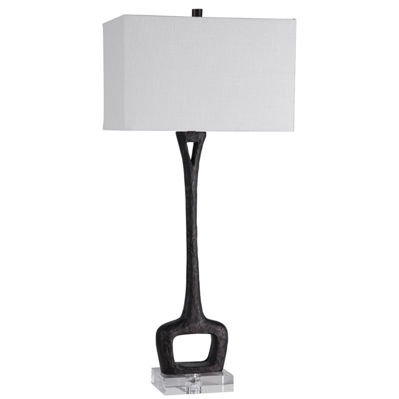 Uttermost Darbie Crystal Cast Iron and Fabric Table Lamp in Aged Black