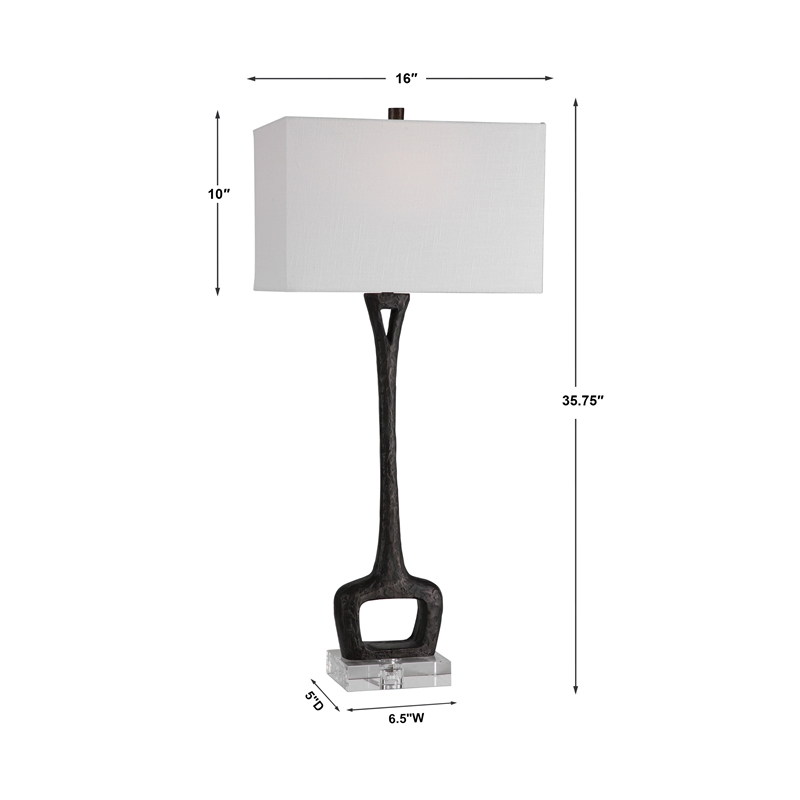 Uttermost Darbie Crystal Cast Iron and Fabric Table Lamp in Aged Black