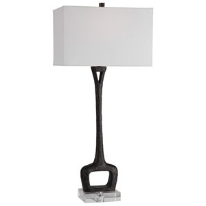 Uttermost Darbie Crystal Cast Iron and Fabric Table Lamp in Aged Black