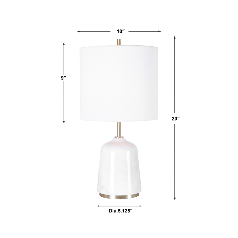 Uttermost Eloise Marble Steel and Fabric Table Lamp in White/Gray