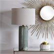 Uttermost Callais Ceramic and Metal Crackled Table Lamp in Aqua Blue