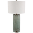 Uttermost Callais Ceramic and Metal Crackled Table Lamp in Aqua Blue