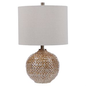 Uttermost Lagos Transitional Ceramic Metal and Fabric Table Lamp in Rust Brown