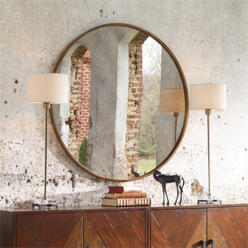 Uttermost Danyon Iron Crystal and Fabric Table Lamp in Antique Brass