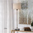 Uttermost Danyon Iron Crystal and Fabric Table Lamp in Antique Brass