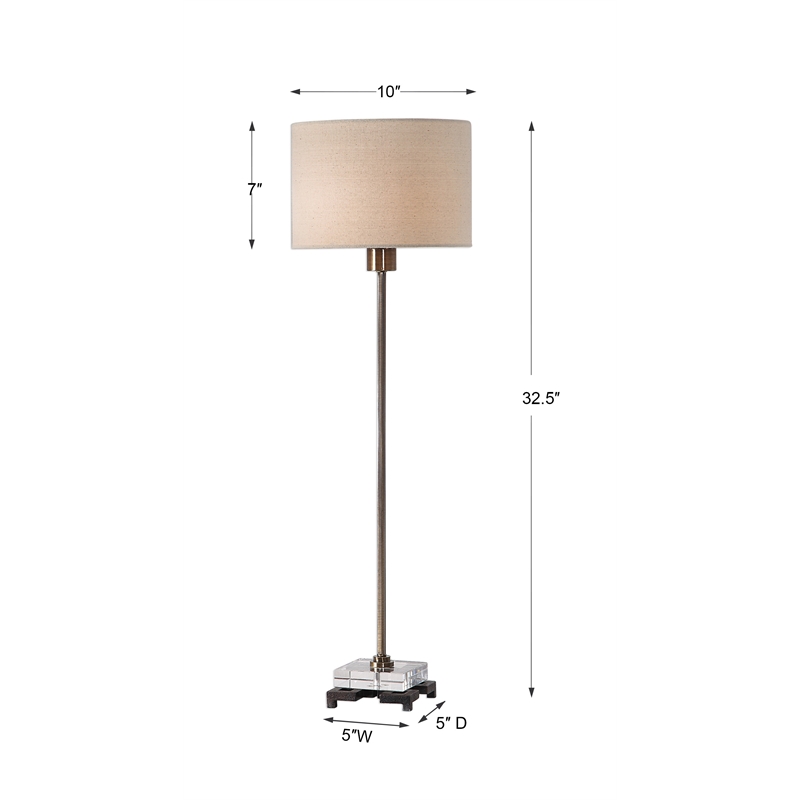 Uttermost Danyon Iron Crystal and Fabric Table Lamp in Antique Brass