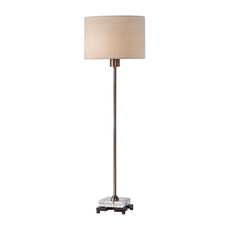 Uttermost Danyon Iron Crystal and Fabric Table Lamp in Antique Brass