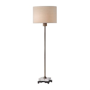 Uttermost Danyon Iron Crystal and Fabric Table Lamp in Antique Brass