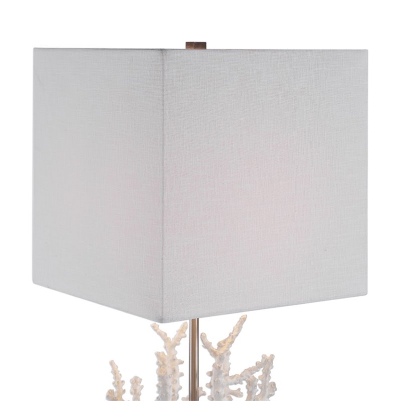 Uttermost Corallo Crystal Resin Iron and Fabric Table Lamp in White Coral