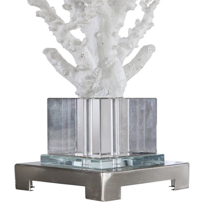 Uttermost Corallo Crystal Resin Iron and Fabric Table Lamp in White Coral