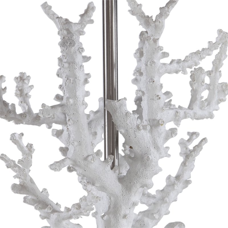 Uttermost Corallo Crystal Resin Iron and Fabric Table Lamp in White Coral