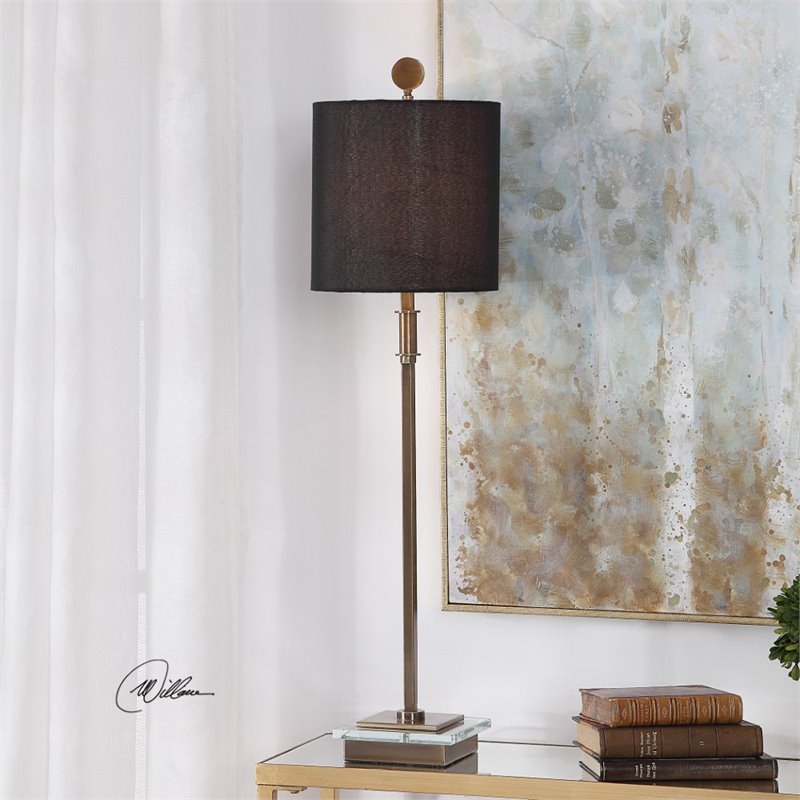 Uttermost Volante Iron Fabric and Crystal Table Lamp in Antique Brass