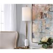 Uttermost Minette Transitional Steel Marble Fabric Buffet Lamp in White/Brass
