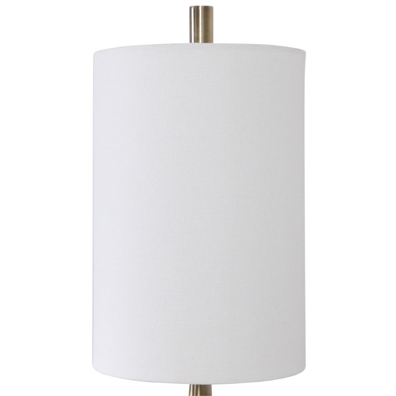 Uttermost Minette Transitional Steel Marble Fabric Buffet Lamp in White/Brass