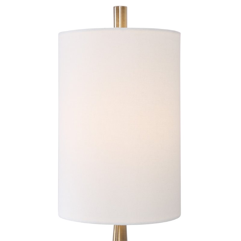 Uttermost Minette Transitional Steel Marble Fabric Buffet Lamp in White/Brass