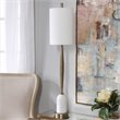 Uttermost Minette Transitional Steel Marble Fabric Buffet Lamp in White/Brass