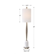 Uttermost Minette Transitional Steel Marble Fabric Buffet Lamp in White/Brass