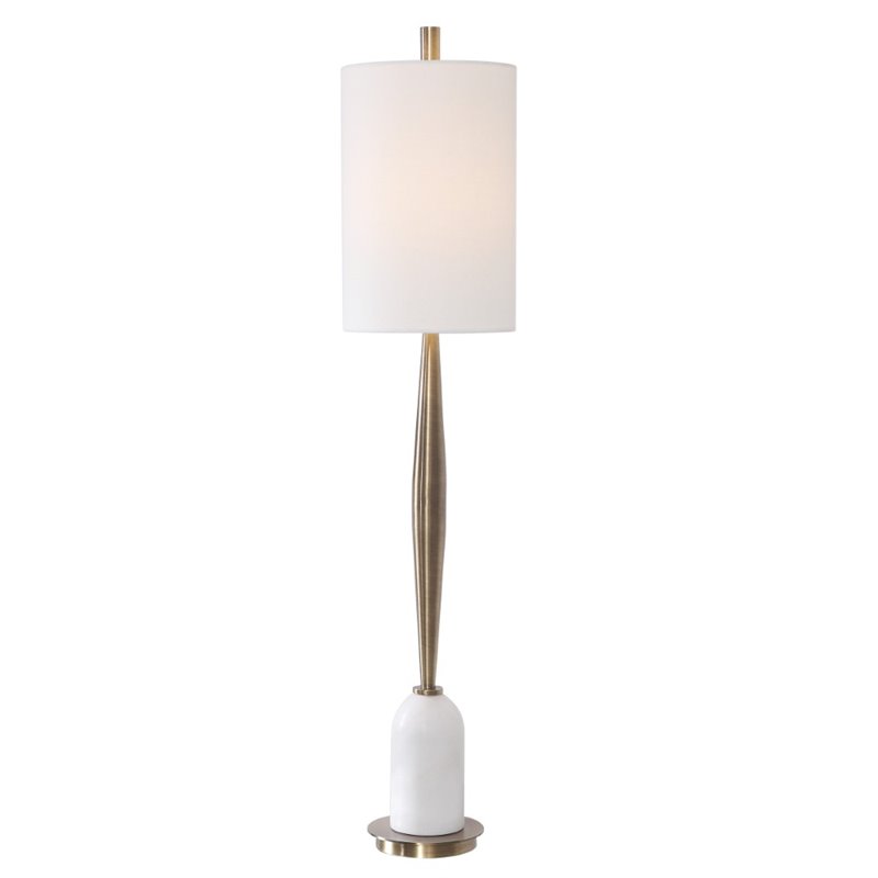 Uttermost Minette Transitional Steel Marble Fabric Buffet Lamp in White/Brass