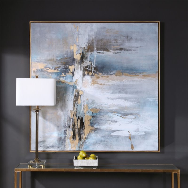 Uttermost Road Less Traveled Contemporary Wood and Canvas Abstract Art in Gray