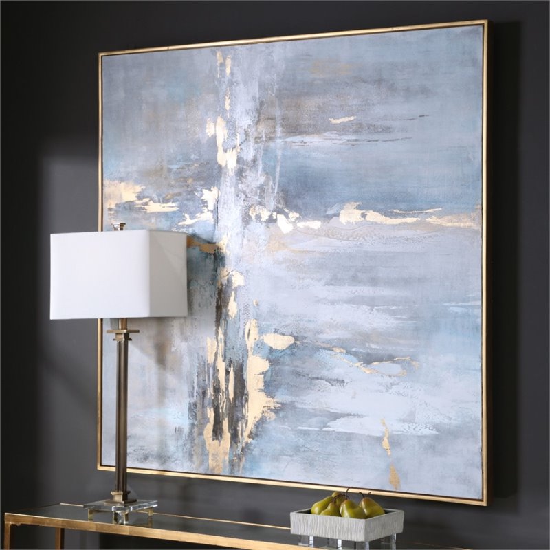 Uttermost Road Less Traveled Contemporary Wood and Canvas Abstract Art in Gray