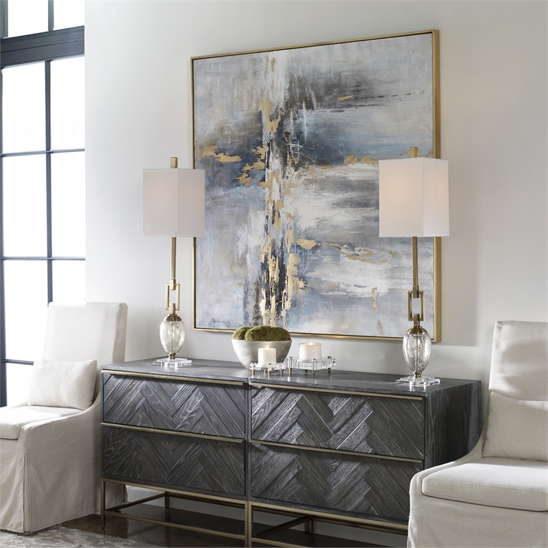 Uttermost Road Less Traveled Contemporary Wood and Canvas Abstract Art in Gray