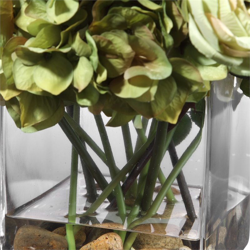 Uttermost Cecily Polyester Iron and Glass Hydrangea Bouquet in Clear