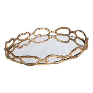 Uttermost Cable Transitional Cast Iron Chain Mirrored Tray in Silver