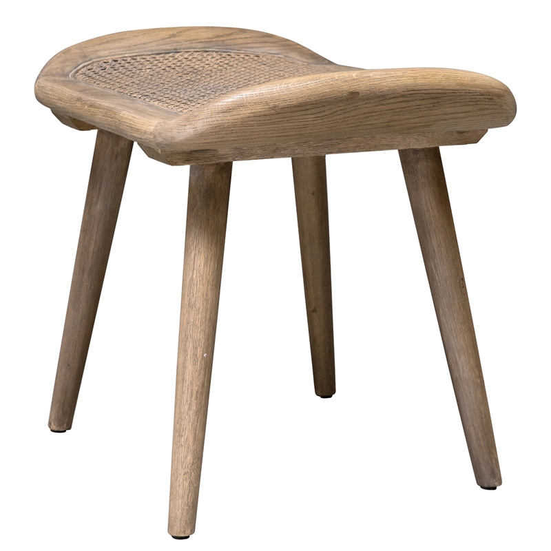 Uttermost Arne Oak Wood and Rattan Scandinavian Small Bench in Woodtone