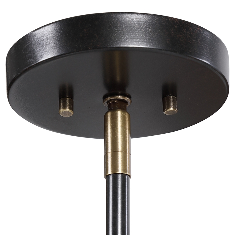 Uttermost Telesto 8-Light Steel and Glass Linear Pendant in Black/Brass