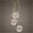 Uttermost Mimas 3-Light Steel and Glass Cluster Pendant in Brass Finish