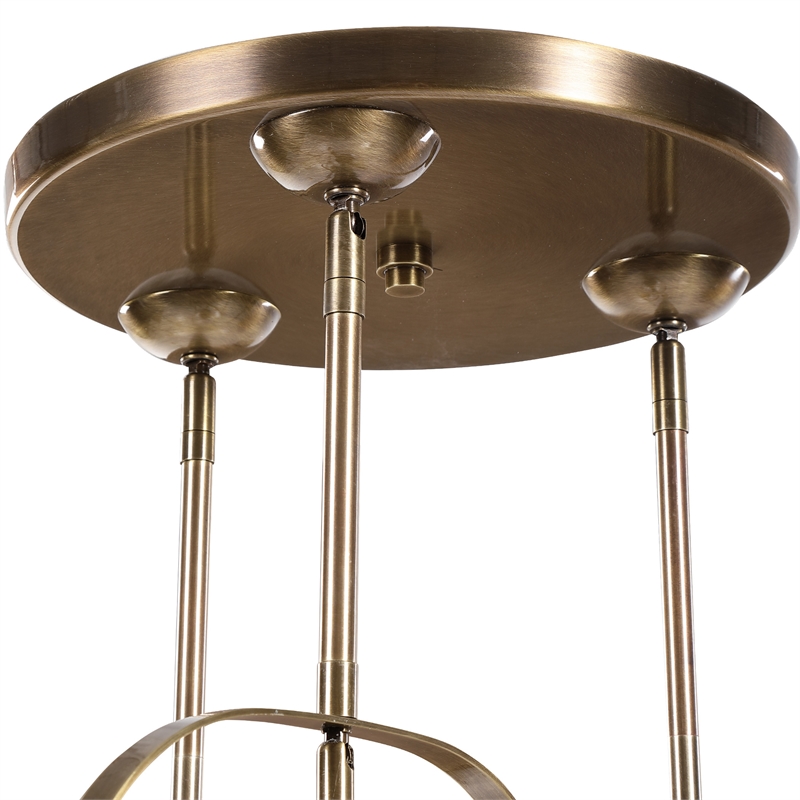 Uttermost Mimas 3-Light Steel and Glass Cluster Pendant in Brass Finish