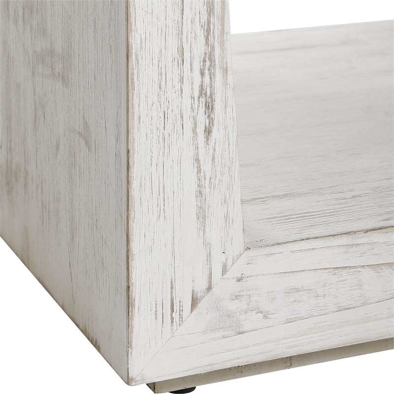 Uttermost Cabana Iron Wood and Fabric Small Bench in White/Woodtone