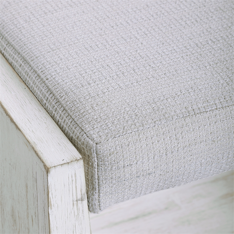 Uttermost Cabana Iron Wood and Fabric Small Bench in White/Woodtone