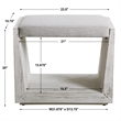 Uttermost Cabana Iron Wood and Fabric Small Bench in White/Woodtone