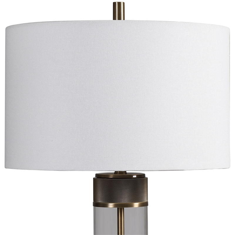 Uttermost Anmer Traditional Iron Glass and Fabric Table Lamp in Brass