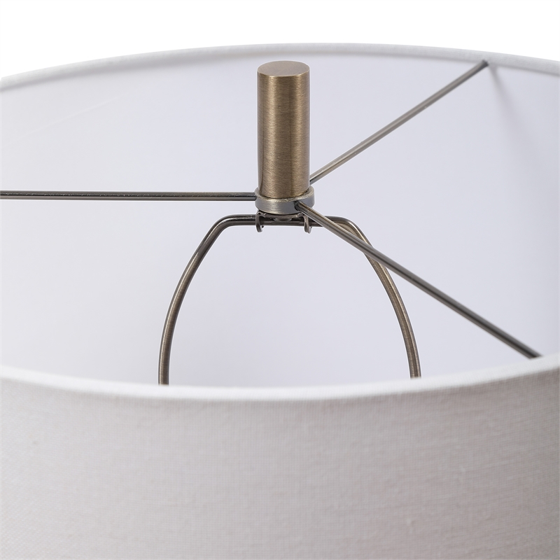 Uttermost Anmer Traditional Iron Glass and Fabric Table Lamp in Brass