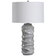 Uttermost Waves Transitional Ceramic Metal and Fabric Table Lamp in Blue/White