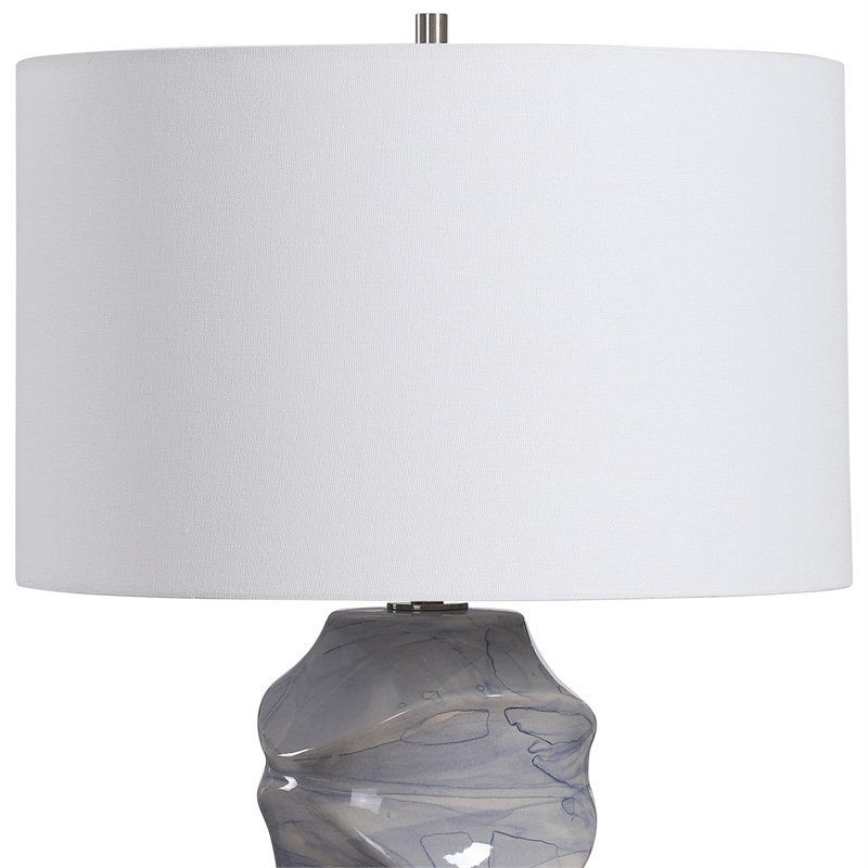 Uttermost Waves Transitional Ceramic Metal and Fabric Table Lamp in Blue/White
