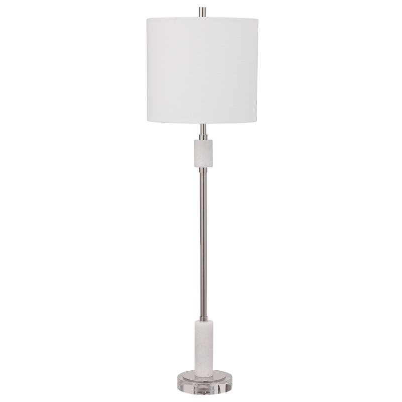 Uttermost Sussex Traditional Crystal and Metal Buffet Lamp in Nickel/White
