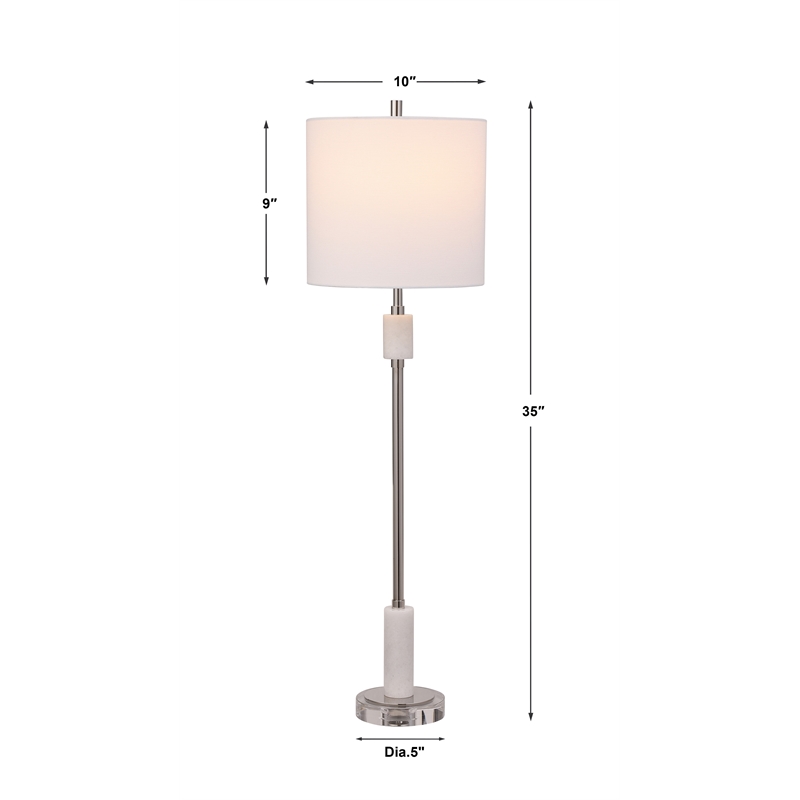 Uttermost Sussex Traditional Crystal and Metal Buffet Lamp in Nickel/White