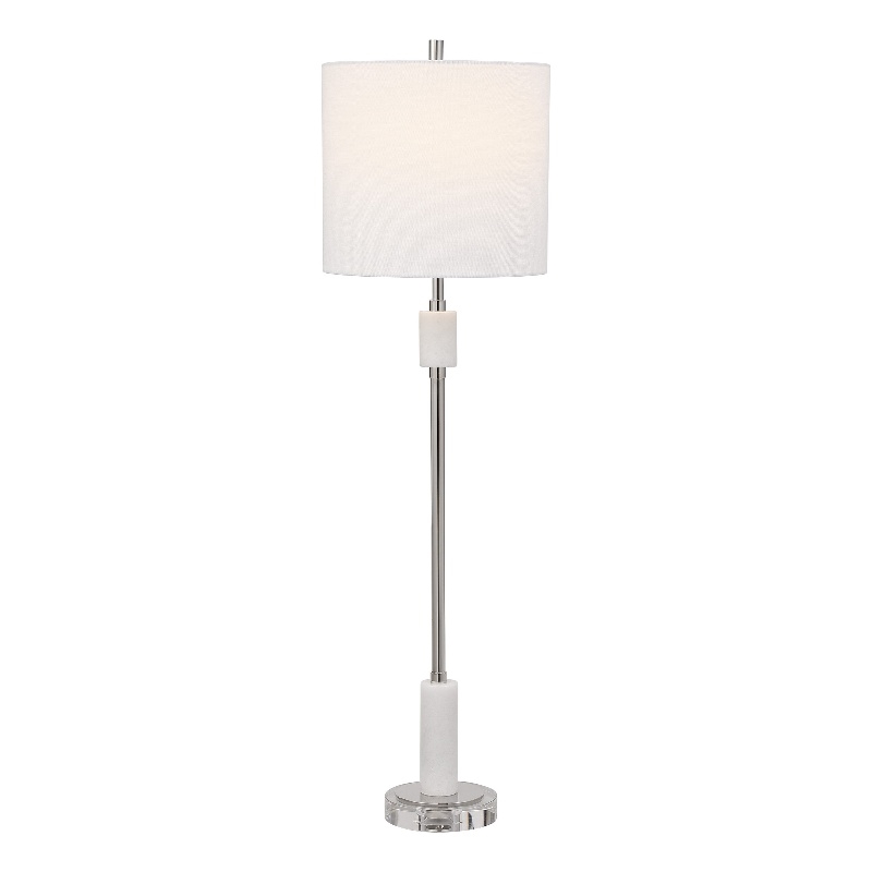 Uttermost Sussex Traditional Crystal and Metal Buffet Lamp in Nickel/White