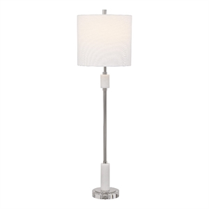Uttermost Sussex Traditional Crystal and Metal Buffet Lamp in Nickel/White