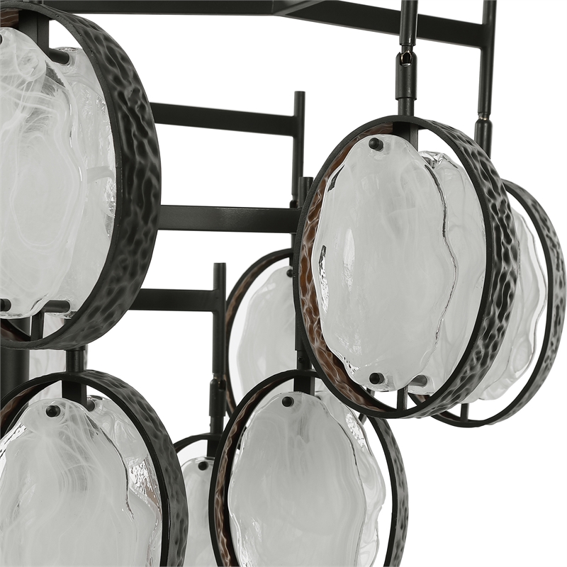 Uttermost Maxin 15-Light Steel and Glass Large Chandelier in Bronze/Black