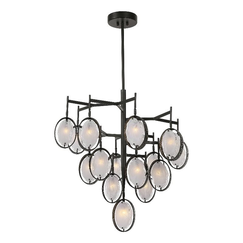 Uttermost Maxin 15-Light Steel and Glass Large Chandelier in Bronze/Black