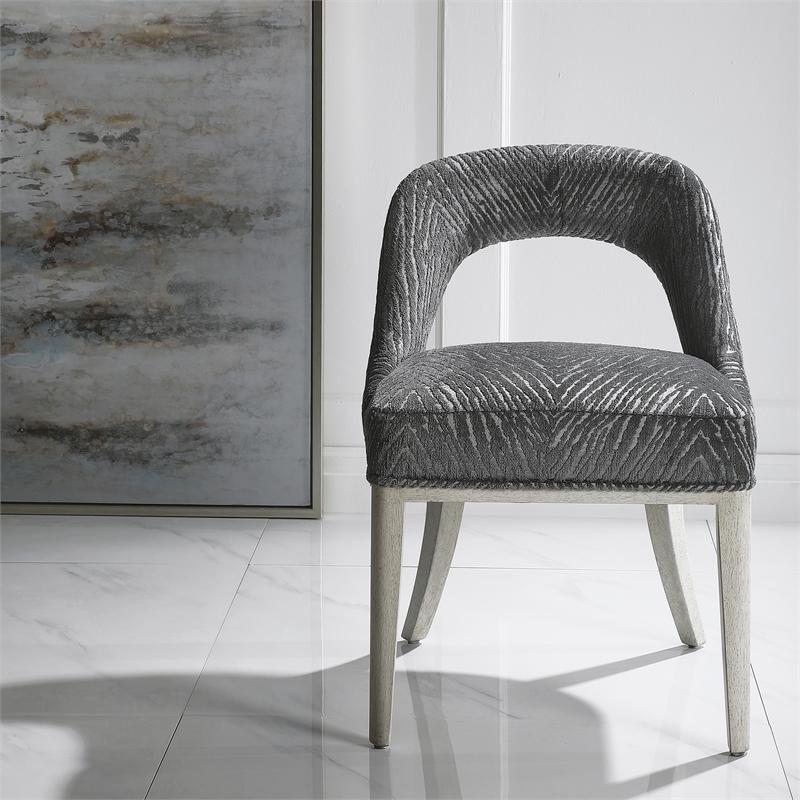 Uttermost Amalia Wood and Fabric Accent Chair in Gray (Set of 2)